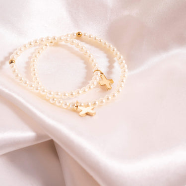 Pearl Beaded Bracelet with Cross