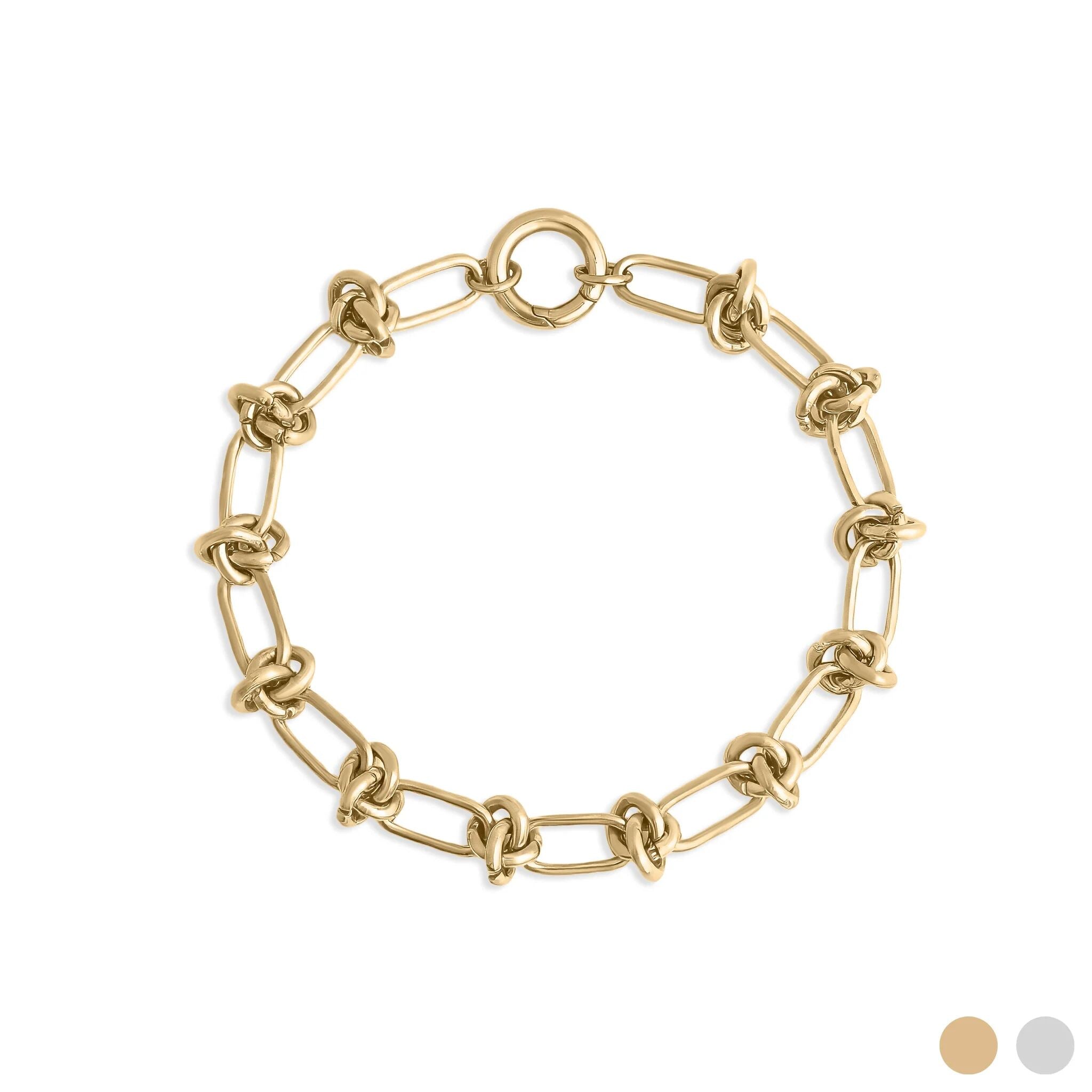 Gold chain bracelet on a white background