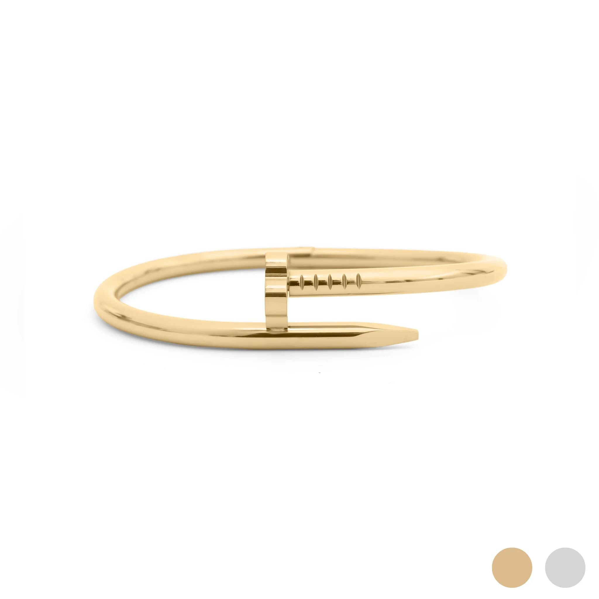Gold bracelet on a white background