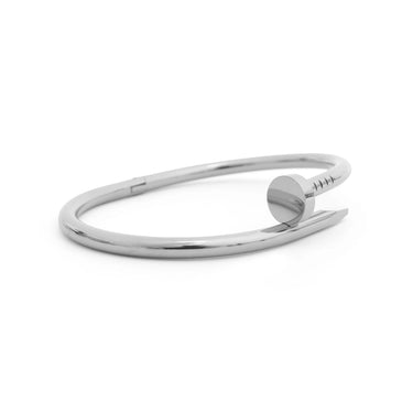 Silver bangle on a white background
