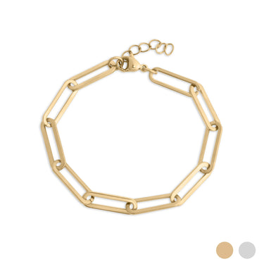 Gold chain bracelet on a white background
