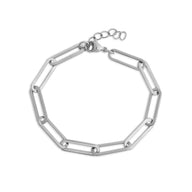 Silver chain bracelet on a white background