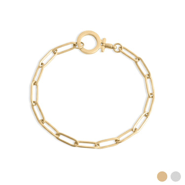 Gold chain bracelet on a white background