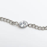 Wholesale jewelry 18K Gold PVD Stainless Steel Oval CZ Stone Curb Chain Bracelet- stainless studio 