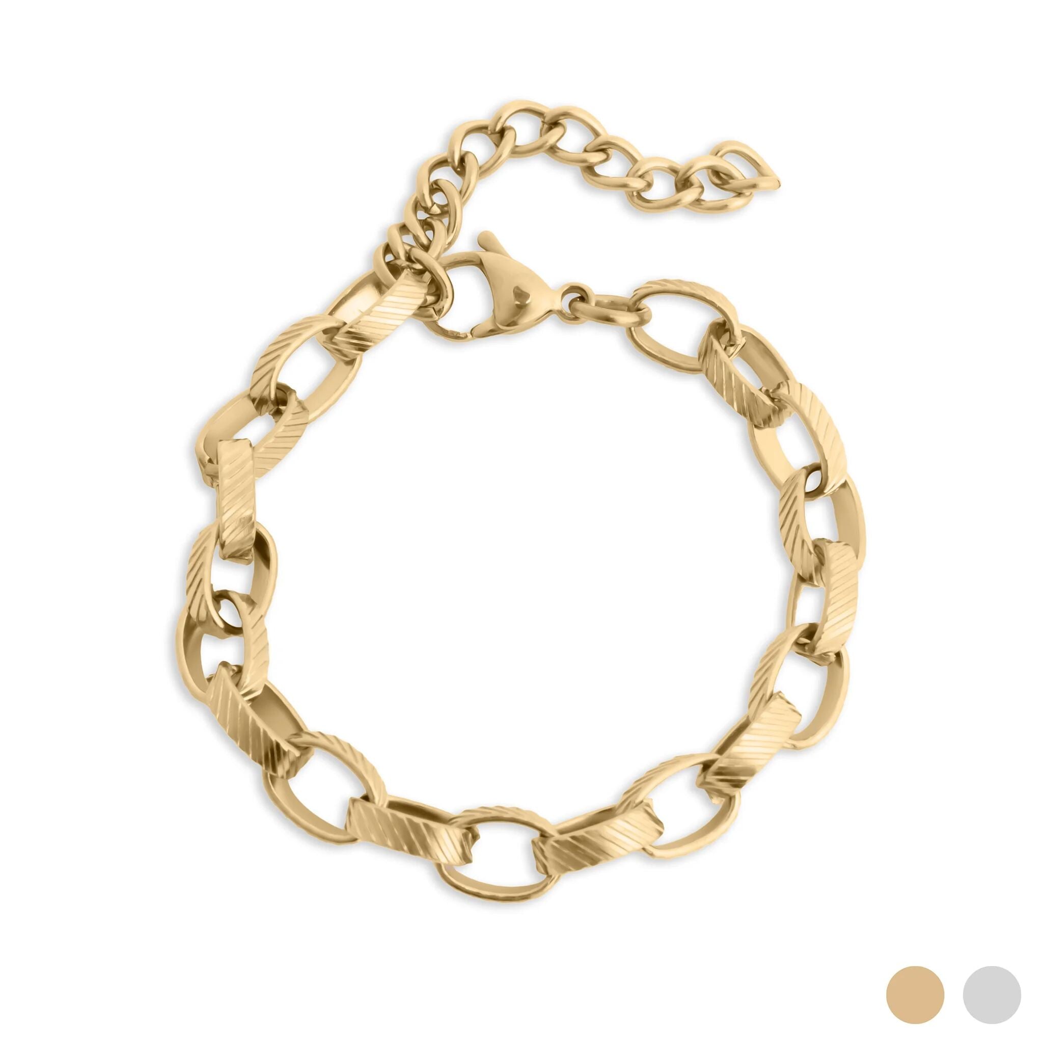 18K Gold PVD Stainless Steel Thick Oval Chain Bracelet / BRJ1143