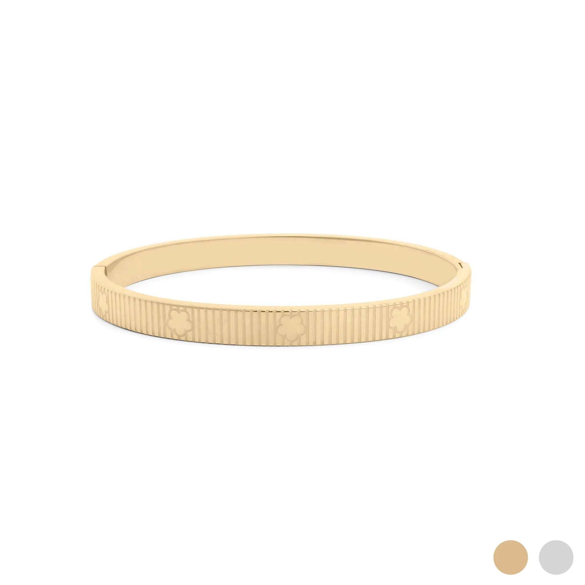 Gold Fluted Floral Bangle