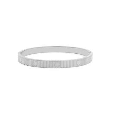 Silver Fluted Floral Bangle