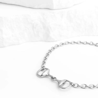 Silver Horsebit Bracelet on a white background