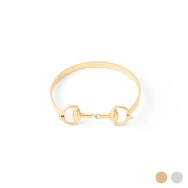 Wholesale jewelry 18K Gold PVD Stainless Steel Horsebit Buckle Bangle Bracelet - gold main 