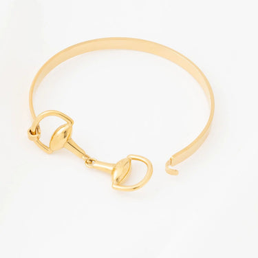 Wholesale jewelry 18K Gold PVD Stainless Steel Horsebit Buckle Bangle Bracelet - gold studio 