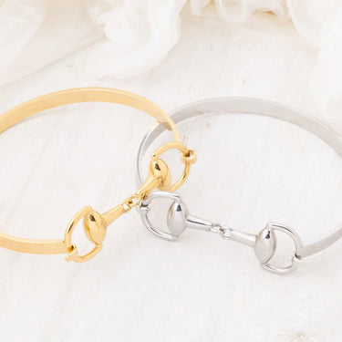 Wholesale jewelry 18K Gold PVD Stainless Steel Horsebit Buckle Bangle Bracelet - stainless and gold studio 