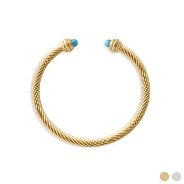 Gold Turquoise Twisted Bangle Bracelet