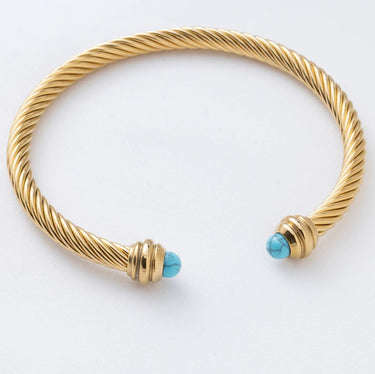 Gold Turquoise Twisted Bangle Bracelet