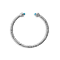 Silver Turquoise Twisted Bangle Bracelet
