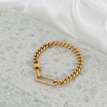 18K Gold PVD Stainless Steel Large Stone Carabiner Bracelet- gold studio 