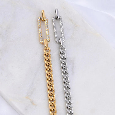 18K Gold PVD Stainless Steel Large Stone Carabiner Bracelet- gold and silver studio 