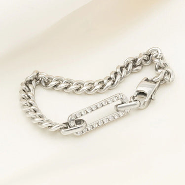 18K Gold PVD Stainless Steel Large Stone Carabiner Bracelet- silver bracelet