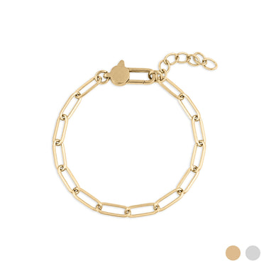 Wholesale jewelry 18K Gold PVD Stainless Steel Lock Paperclip Bracelet- gold main 