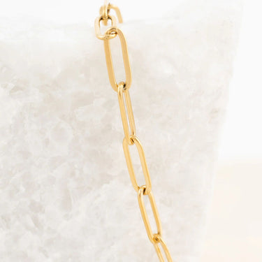 Wholesale jewelry 18K Gold PVD Stainless Steel Lock Paperclip Bracelet- gold studio 