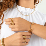 Wholesale jewelry 18K Gold PVD Stainless Steel Lock Carabiner Split Bracelet - gold model 
