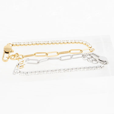 Wholesale jewelry 18K Gold PVD Stainless Steel Lock Carabiner Split Bracelet - stainless and gold studio 