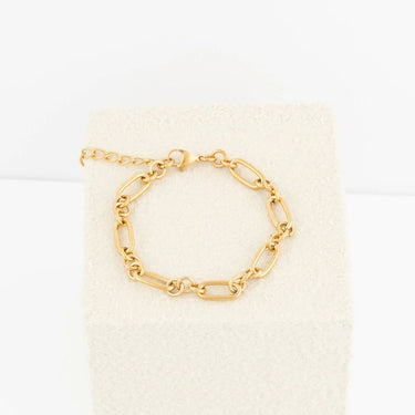 Wholesale jewelry 18K Gold PVD Stainless Steel Long & Short Link Bracelet - gold studio 
