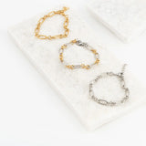 Wholesale jewelry 18K Gold PVD Stainless Steel Long & Short Link Bracelet - collection studio shot