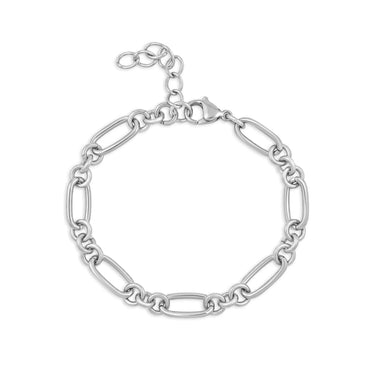 Wholesale jewelry 18K Gold PVD Stainless Steel Long & Short Link Bracelet - stainless main 