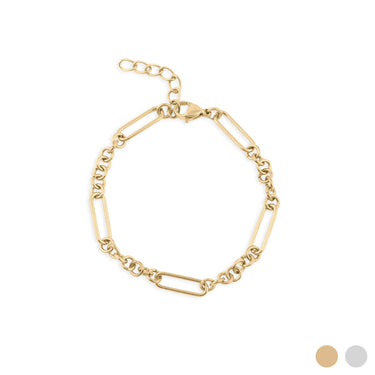 Wholesale jewelry 18K Gold PVD Stainless Steel Mixed Chain Bracelet - gold main  