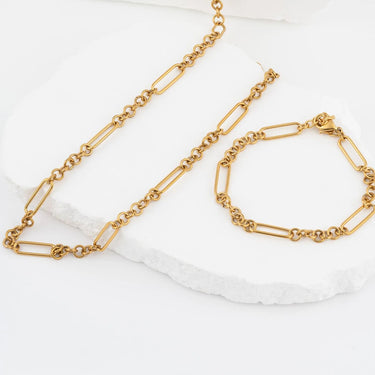 Wholesale jewelry 18K Gold PVD Stainless Steel Mixed Chain Bracelet - gold studio  