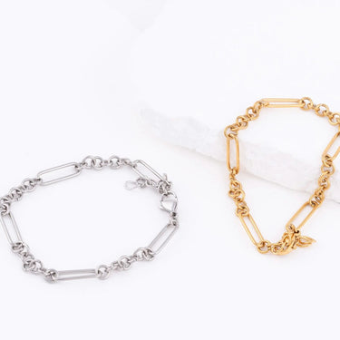 Wholesale jewelry 18K Gold PVD Stainless Steel Mixed Chain Bracelet - stainless and gold studio  