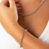Wholesale jewelry 18K Gold PVD Stainless Steel Mixed Chain Bracelet - stainless model  
