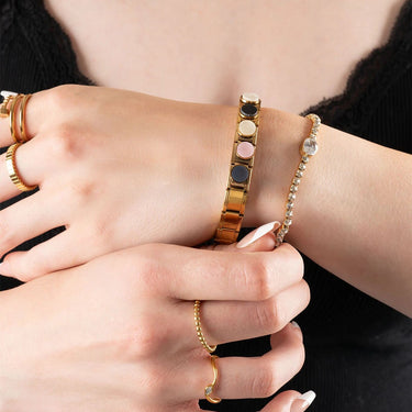Wholesale jewelry 18k Gold PVD Stainless Steel Colorful Stone Italian Charm- model
