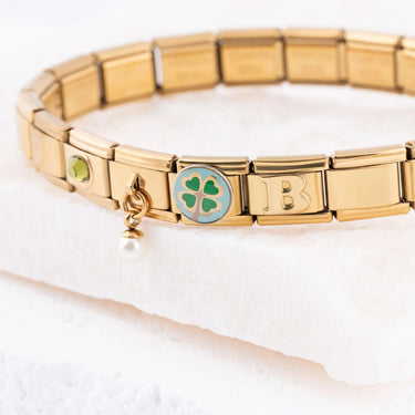 Wholesale jewelry 18k Gold PVD Stainless Steel Four leaf Clover Italian Charm- studio