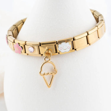 Wholesale jewelry 18k Gold PVD Stainless Steel Charm Connector Italian Charm- studio 