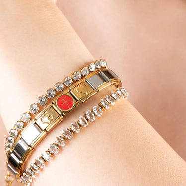 Wholesale jewelry 18K Gold PVD Stainless Steel Double Heart Italian Charm- gold model 