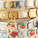 Wholesale jewelry 18K Gold PVD Stainless Steel Floral Italian Charm - collection studio