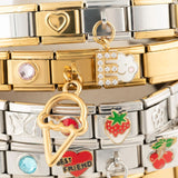 Wholesale jewelry 18k Gold PVD Stainless Steel Charm Connector Italian Charm- collection 