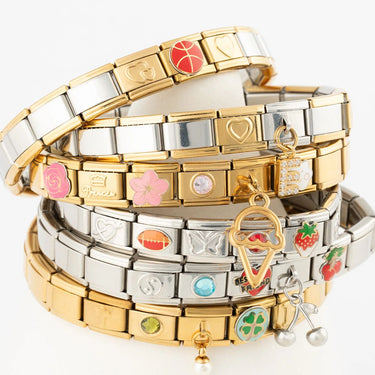 Wholesale jewelry 18k Gold PVD Stainless Steel Four leaf Clover Italian Charm- collection studio