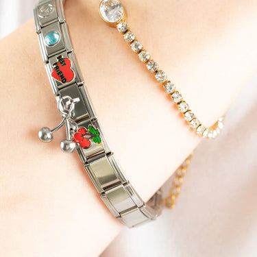Wholesale jewelry 18K Gold PVD Stainless Steel Cherry Italian Charm - model