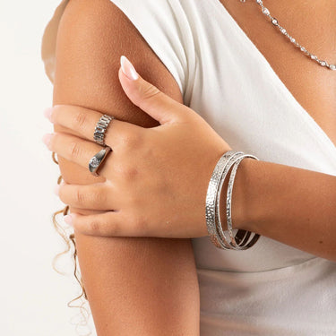 Wholesale jewelry Stainless Steel Hammered Cuff Bracelet- model 