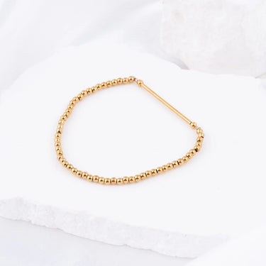 Wholesale jewelry 18K Gold PVD Stainless Steel Beaded Stretch Charm Holder Bracelet - gold studio 3mm 