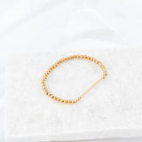 Wholesale jewelry 18K Gold PVD Stainless Steel Beaded Stretch Charm Holder Bracelet - gold studio 4mm