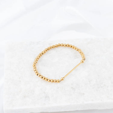 Wholesale jewelry 18K Gold PVD Stainless Steel Beaded Stretch Charm Holder Bracelet - gold studio 4mm