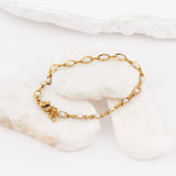 Wholesale jewelry 18K Gold PVD Stainless Steel Glass Pearl Chain Bracelet- gold studio