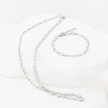 Wholesale jewelry 18K Gold PVD Stainless Steel Glass Pearl Chain Bracelet- stainless studio