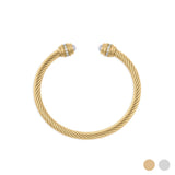 Wholesale jewelry 18K Gold PVD Stainless Steel Pearl Twisted Bangle Bracelet- gold main 
