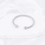 Wholesale jewelry 18K Gold PVD Stainless Steel Pearl Twisted Bangle Bracelet- stainless studio 