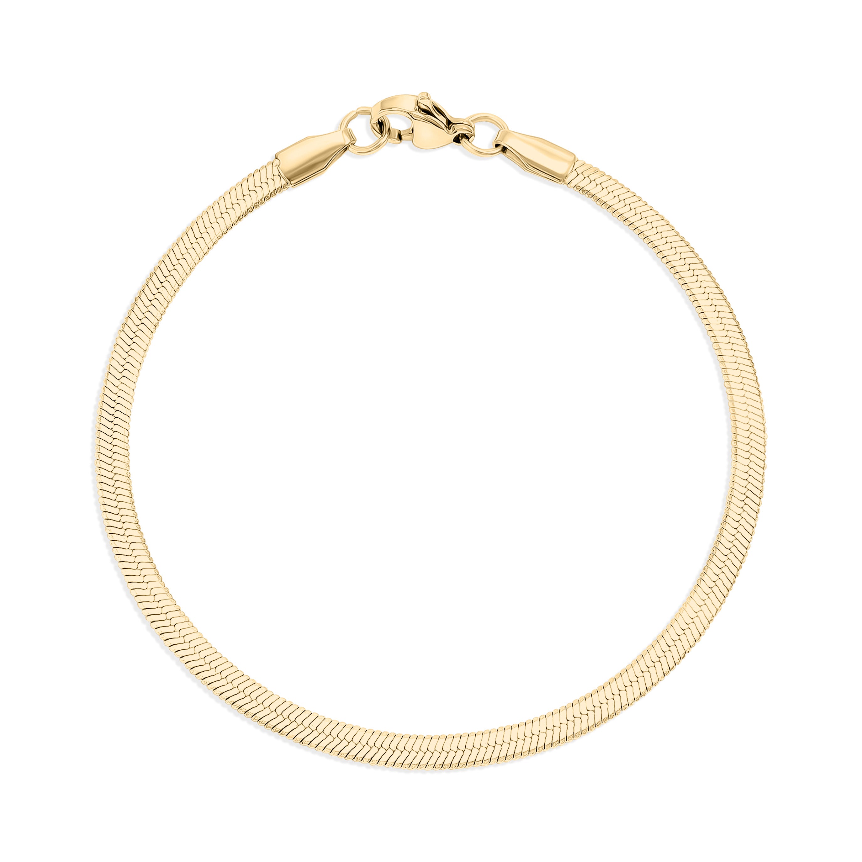 18K Gold PVD Stainless Steel Herringbone Chain Bracelet / BRJ9082