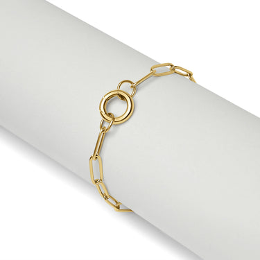 Gold Paperclip Charm Keeper Bracelet